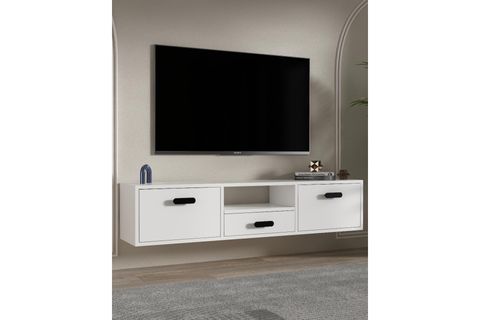 DROPDD TV SEHPASI, BEYAZ SİYAH DUVARA MONTAJ, 1328DROPDD 32