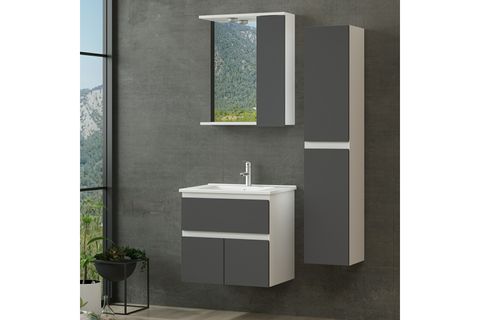 NİKA BANYO DOLABI AS2K1Ç42, BEYAZ ANTRASİT, 65 CM