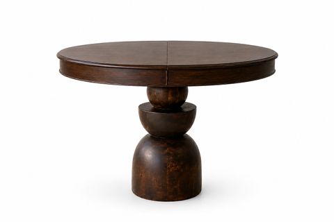 BOĞUM AYAKLI YUVARLAK AÇILIR MASA, KOYU CEVİZ, 90 CM