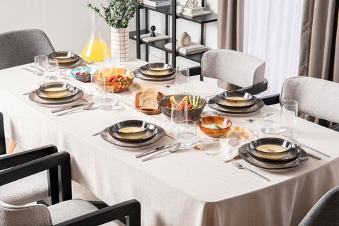 KİTCHEN ESSENTİALS ALTHEA CAM YEMEK SETİ, FÜME, 24 PARÇA