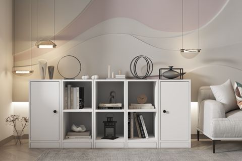 LEKSA 2 KAPAKLI RAFLI KİTAPLIK 160 CM BEYAZ KTP-1174-Ç