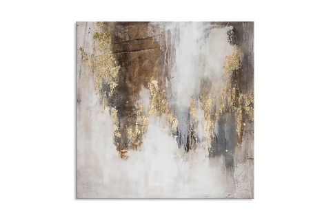 BEİGE GOLD VARAK YAĞLI BOYA DOKULU TABLO, 120X120