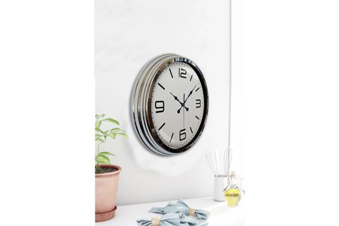 PRESTİJ KROM METAL DUVAR SAATİ 40 CM