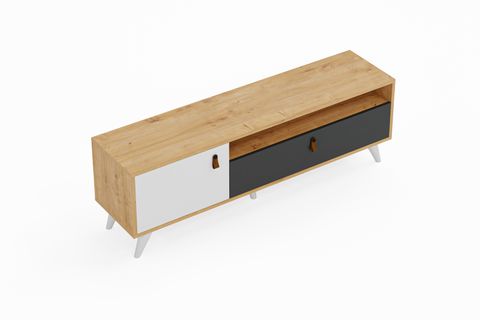 FURMET MODÜLER PERA TV SEHPASI, 2 KAPAKLI, ANTRASİT MEŞE BEYAZ