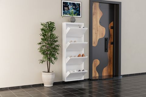 LİNEA METAL AYAKKABILIK, BEYAZ, 4 KAPAKLI