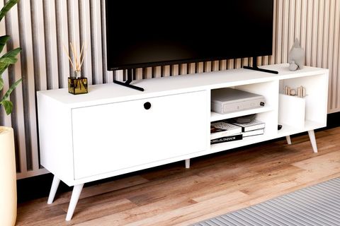 LENA KİTAPLIK BÖLÜMLÜ TV SEHPASI, BEYAZ, 140 CM