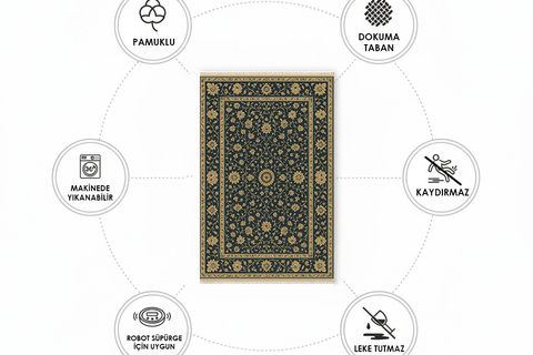 ANTRASİT GARDEN DOKUMA TABAN HALI, 541 YNG, 150X230 CM