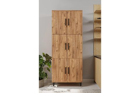 MİRA BÖLMELİ BANYO DOLABI, KAHVERENGİ, 6 RAFLI 195 CM