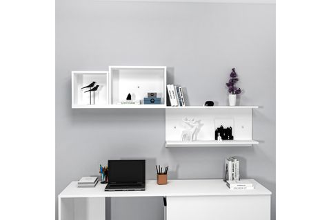 AKSER DUVAR RAFI, BEYAZ, 3 BÖLMELİ