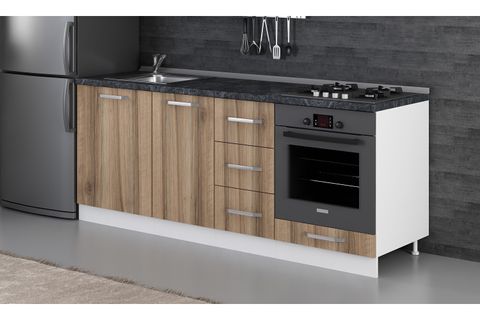 MİNAR 205 CM MUTFAK DOLABI BEYAZ DORE 205-D3-ALT MODÜL