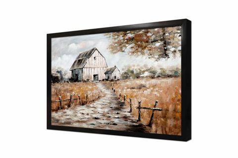 TEK EVLİ DOĞA MANZARASI CAM TABLO, ÇERÇEVESİZ, 60X90, C02000577