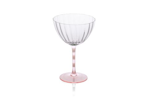 THE MİA AYAKLI CAM DONDURMA KASESİ PEMBE BEYAZ 280 ML