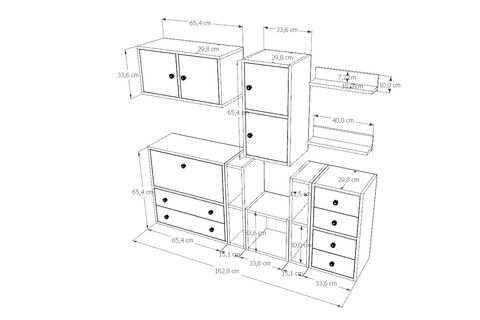 BK ÇOK AMAÇLI DOLAP, ÇEKMECELİ DOLAPLI RAFLI ÜST MODÜL, KBR