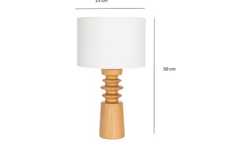 VEGA NATURAL AHŞAP TORNA ABAJUR, BEYAZ