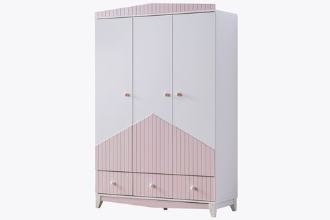 FETHİYE ÇEKMECELİ DOLAP, PEMBE, 3 KAPAKLI
