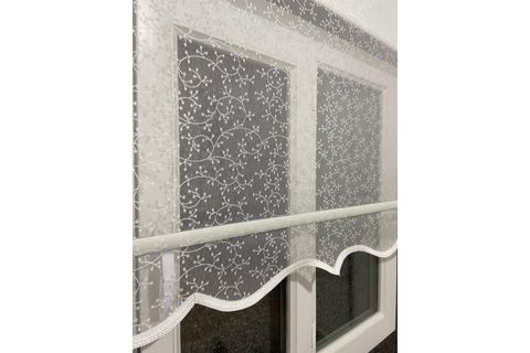 ÇİFT MEKANİZMALI TÜL VE STOR PERDE, ÇİÇEK DESENLİ, KIRIK BEYAZ, 90X260