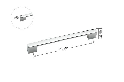 ZİRVE İNCE KÖPRÜ ALÜMİNYUM KULP, KROM, 128 MM