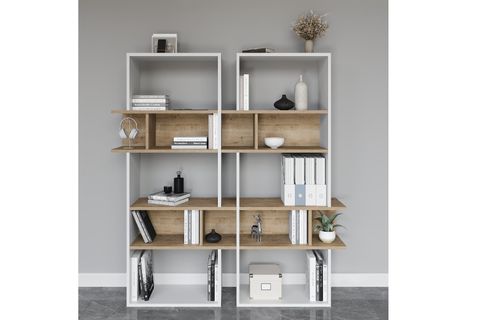 LAGOMOOD INFY KİTAPLIK, BEYAZ MEŞE, 5 RAFLI