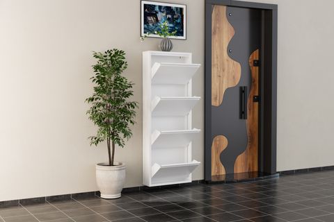 LİNEA METAL AYAKKABILIK, BEYAZ, 4 KAPAKLI
