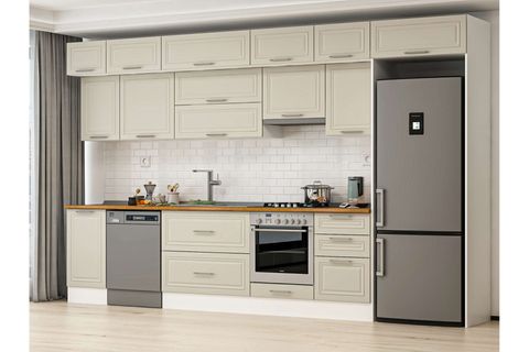 ALVİNKA 385X240 CM KLASİK MEBRAN MUTFAK DOLABI, MB E90S45S50 1 MEBRAN KUMTAŞI SUNTALAM