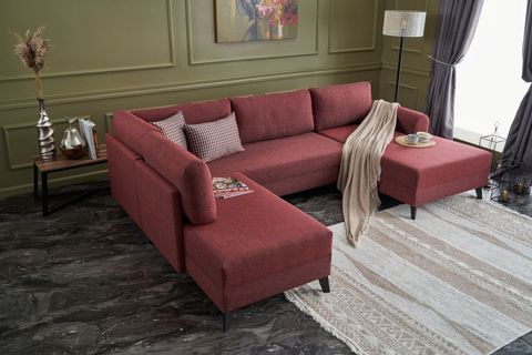 BELEN PANAROMİK YATAKLI KÖŞE KOLTUK SERİSİ, BORDO