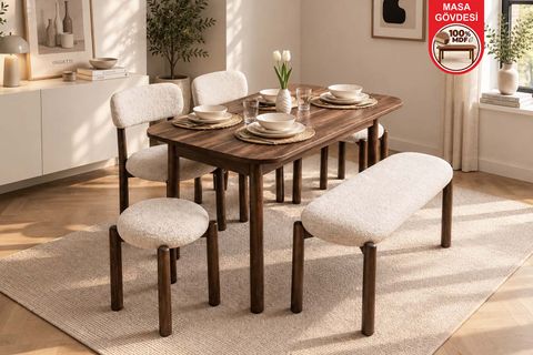 VİNA LUXE AÇILIR MDF MUTFAK MASA TAKIMI CEVİZ