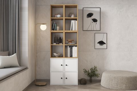 ZARA DEKORATİF GENİŞ KİTAPLIK KAPAKLI MODÜLER KİTAPLIK VE RAF SİSTEMİ NRG KTP 1141