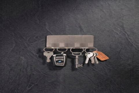 YAPIŞKANLI PASLANMAZ ÇELİK ÇOK AMAÇLI DUVAR ORGANİZERİ, GÜMÜŞ GRİ, 10X5X3 CM