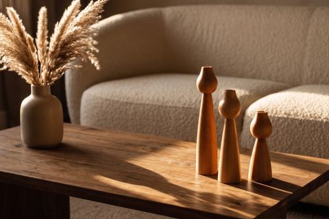 KATRE KAYIN AHŞAP ÜÇLÜ ŞAMDAN SETİ, 15-20-25 CM