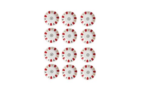 PORLAND KIRMIZI YALDIZ ÇAY TABAĞI 11CM TEKLİ 04POR005231