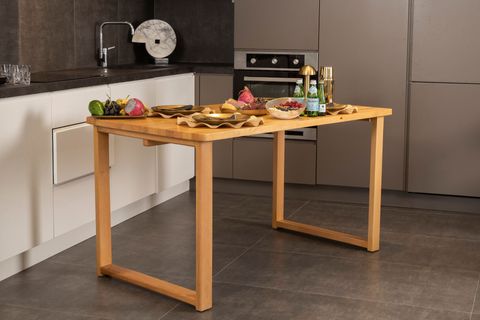 CHERİ SIRT MİNDERLİ İSKANDİNAV BENCHLİ MASİF MASA TAKIMI, KREM, 2 SANDALYELİ, 80X160
