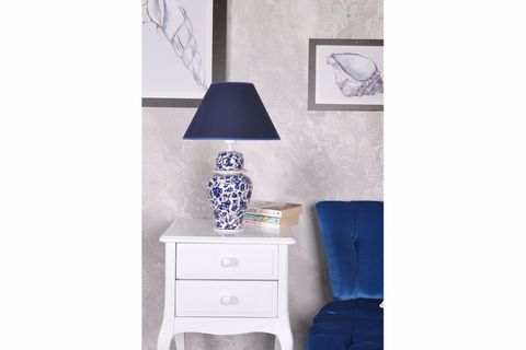 QDEC BLEU BLANC ŞAH VAZO ABAJUR, LOTUS, K.MAVİ