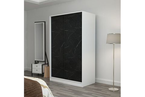 MİNAR KALE DOLAP, 2 KAPAKLI SÜRGÜLÜ, BEYAZ ROYAL MERMER, 120 CM