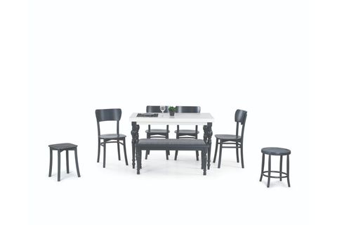 DAMLA SABİT MASA + KAPALI KELEBEK SANDALYE, ANTRASİT, 125X80