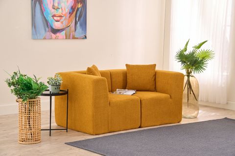 RAKS SERİSİ MODULER FULL SÜNGER İKİLİ KANEPE, TURUNCU