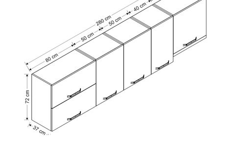 MİNAR 280 CM MUTFAK DOLABI BEYAZ 280-B8-ÜST MODÜL