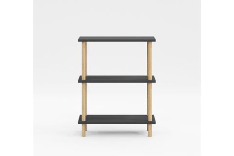 BUKİ DEKORATİF AHŞAP AYAKLI KİTAPLIK, 3 RAFLI, GRİ