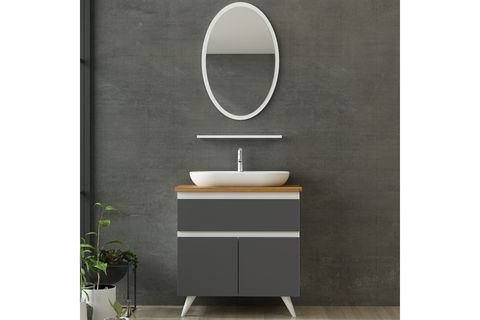 NİKA BANYO DOLABI 85CM AY2K1Ç 1EA1R TZG BEYAZ ANTRASİT