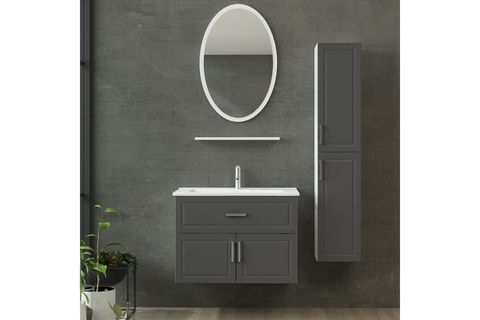 SANYA BANYO DOLABI AS2K1Ç68, BEYAZ ANTRASİT, 85CM