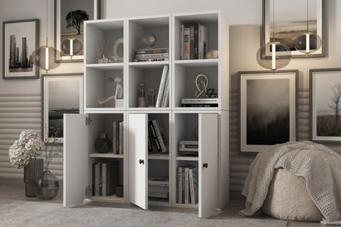 LEKSA 3 KAPAKLI RAFLI KİTAPLIK 97 CM BEYAZ KTP-1069-Ç