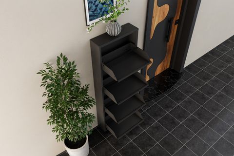 LİNEA METAL AYAKKABILIK, ANTRASİT, 4 KAPAKLI
