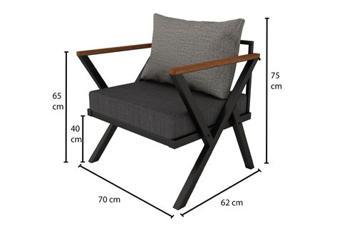 WOODESK BEGONVİL TEKLİ BAHÇE KOLTUĞU, GRİ RENK, CPT5521-70