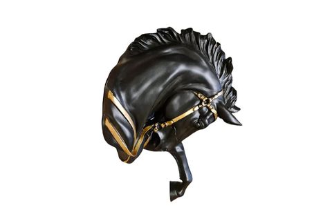 ŞAHLANMIŞ AT DUVAR BÜSTÜ SİYAH GOLD 51CM