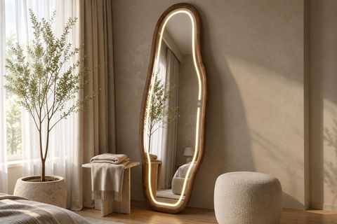 MONACO LEDLİ AHŞAP BOY AYNASI, 180X60