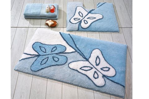 PASELİS BANYO HALISI ÜÇLÜ SET PASTEL MAVİ