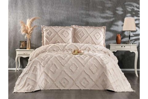 ÇAPA HOME HARMONY ÇİFT KİŞİLİK ŞÖNİL YATAK ÖRTÜSÜ, BEJ