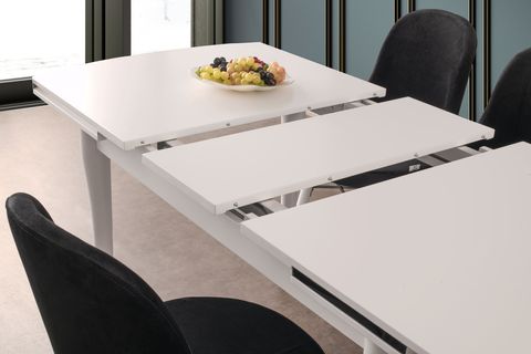 MADRİD AÇILIR MASA BERLİN SANDALYE TAKIMI, BEYAZ, 80X135
