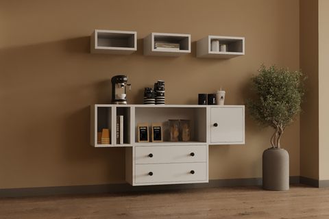 BK ÇOK AMAÇLI DOLAP, 2 ÇEKMECELİ AÇIK RAFLI, MST