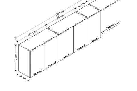 MİNAR 280 CM MUTFAK DOLABI BEYAZ 280-B11-ÜST MODÜL
