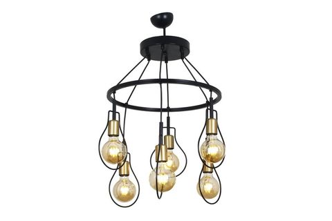 TAŞCAN AYDINLATMA AMPÜL EDİSON ALTILI SİYAH ESKİTME SARKIT MODERN TASARIM AVİZE